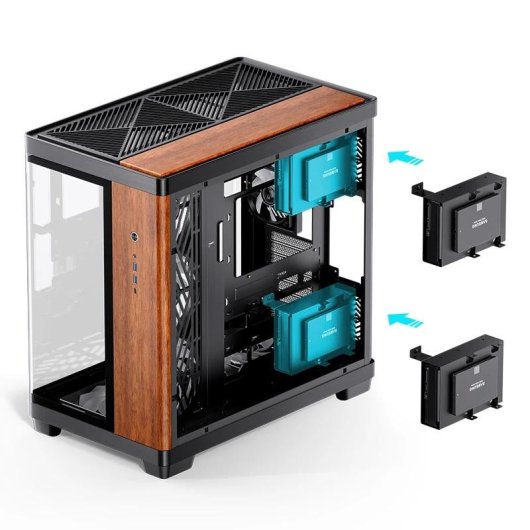 Boîtier PC Jonsbo TK-4 Wood Tour ATX Noir Acier Verre Aluminium Bois