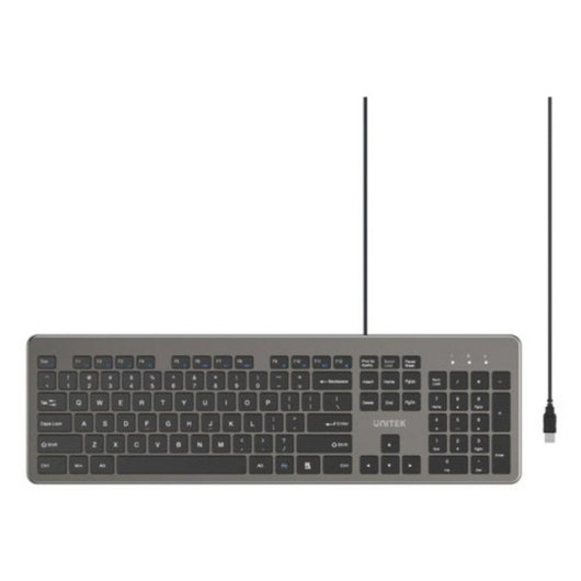 Teclado UNITEK SlimTap Ultra Light completo com switch de tesoura cinza