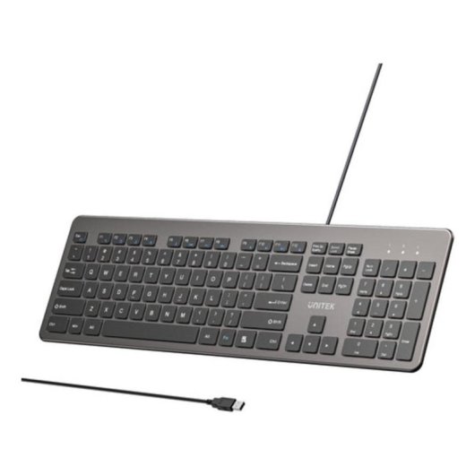 Teclado UNITEK SlimTap Ultra Light completo com switch de tesoura cinza