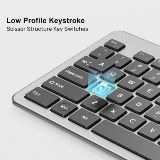 Teclado UNITEK SlimTap Ultra Light completo com switch de tesoura cinza