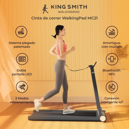 Kingsmith Walkingpad Mc21  Cinta De Correr, App Incluida, Doble Pantalla Led, Plegable, Negra