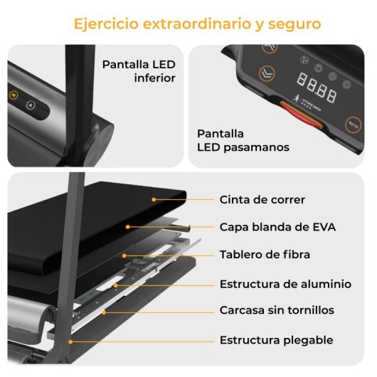 Kingsmith Walkingpad Mc21  Cinta De Correr, App Incluida, Doble Pantalla Led, Plegable, Negra