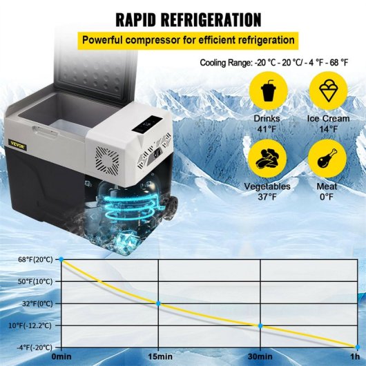 Frigorifero portatile compressore 50L 220V auto campeggio congelatore