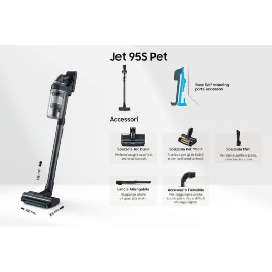 Aspirador sem Fios Samsung Jet 95S Pet 770W 60 min HEPA 0,8L Preto