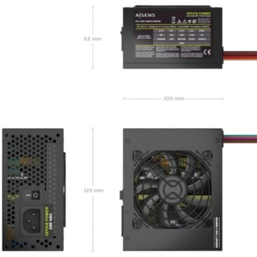 Fuente de Alimentación AISENS ASPC-500SFX-SEOBK 500W Certificazione CE RoHS con pulsante