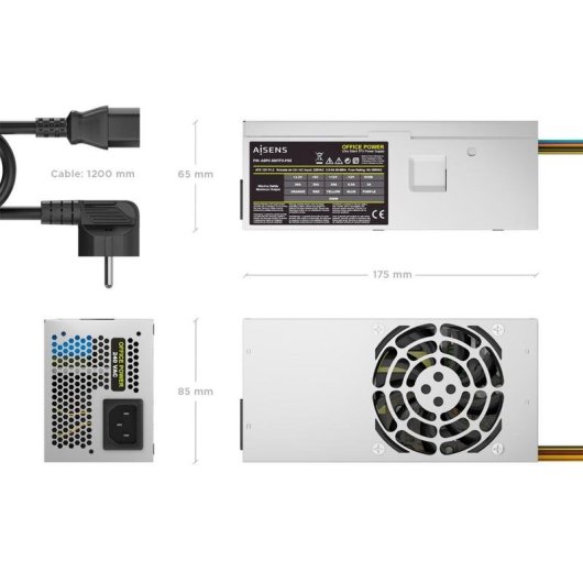 Fuente de Alimentación AISENS ASPC-500TFX-PSE 500W Certificazione CE RoHS silenziosa