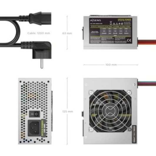 Fuente de Alimentación AISENS ASPC-500SFX-PSE 500W CE RoHS con pulsante accensione