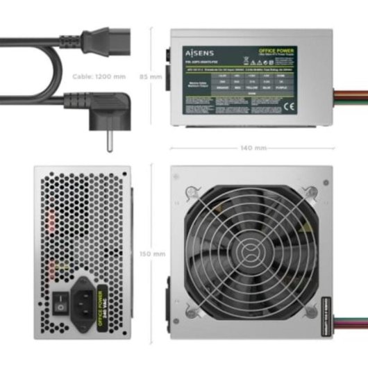 Fuente de Alimentación AISENS ASPC-500ATX-PSE 500W Certificazione CE RoHS pulsante