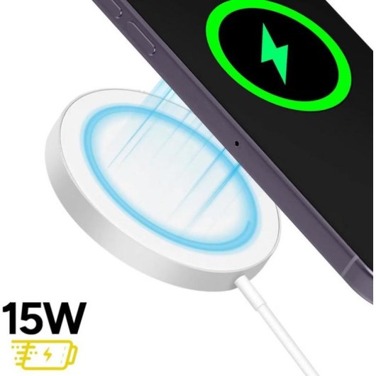 Mayaxess Kabelloses MagSafe Ladegerät 15W Weiß Aluminium Kompakt