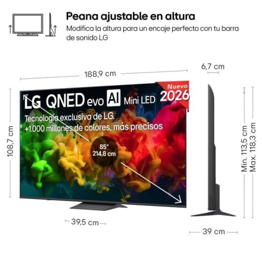 TV LG QNED MiniLED 85QNED81B6A 85" 4K UltraHD 60Hz Smart TV WebOS HDR10 Pro Antirreflejos