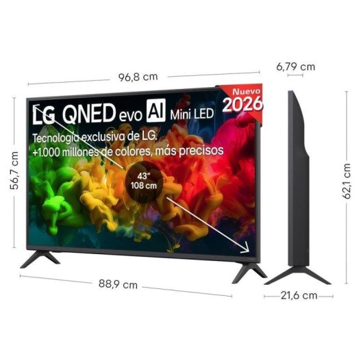 TV LG QNED MiniLED 43QNED81B6C 43" 4K UltraHD 60Hz Smart TV WebOS HDR10 AI Sound Pro