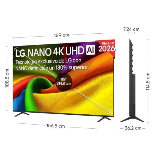 TV LG NANO 4K UHD AI 85NU900B6LA 85" 4K UltraHD 60Hz Smart TV WebOS HDR10 Pro