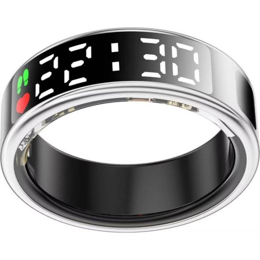 Anneau intelligent Avizar Saturn taille 8 Bluetooth IP68 Autonomie 5 jours Argent