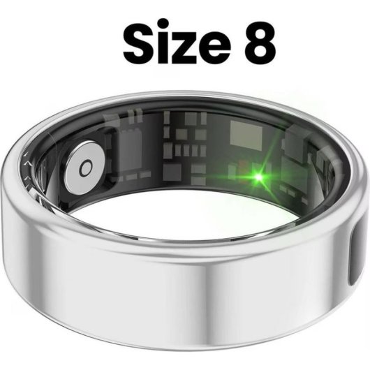 Anneau intelligent Avizar Saturn taille 8 Bluetooth IP68 Autonomie 5 jours Argent