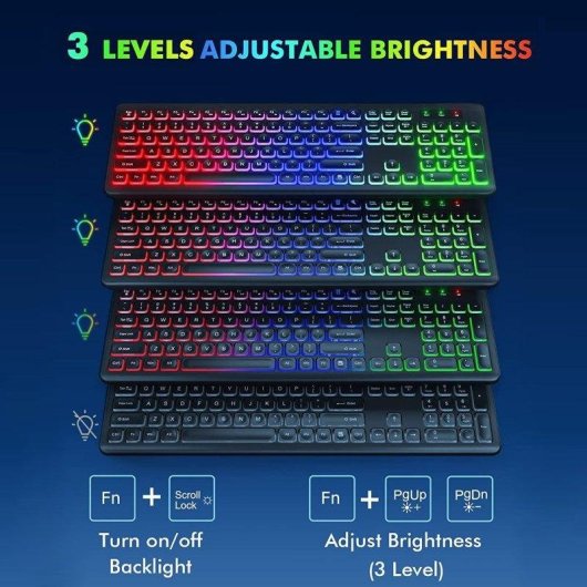 Clavier OVO 104 touches membrane sans fil gaming RGB rétroéclairé