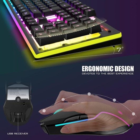 Clavier OVO 104 touches membrane sans fil gaming RGB rétroéclairé