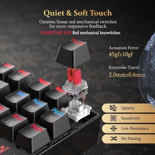 Clavier OVO mécanique gaming 104 touches switches rouges RGB rétroéclairage