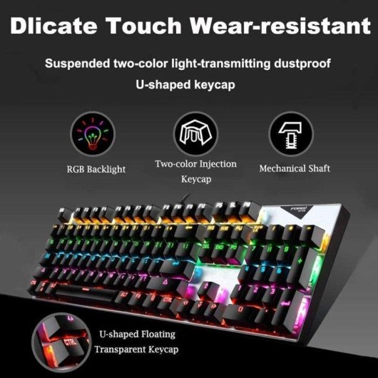 Clavier OVO mécanique gaming 104 touches switches rouges RGB rétroéclairage