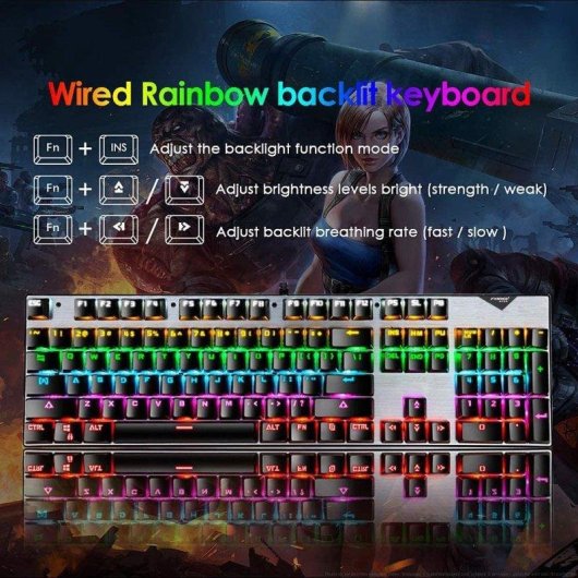 Clavier OVO mécanique gaming 104 touches switches rouges RGB rétroéclairage