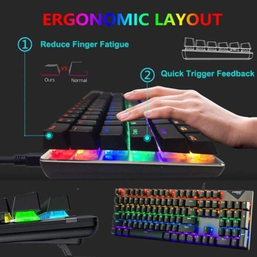 Clavier OVO mécanique gaming 104 touches switches rouges RGB rétroéclairage