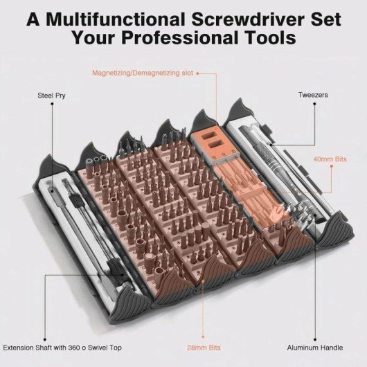 Präzisionsschraubendreher-Set 128 in 1 OVO Professionell Magnetierte Multifunktional