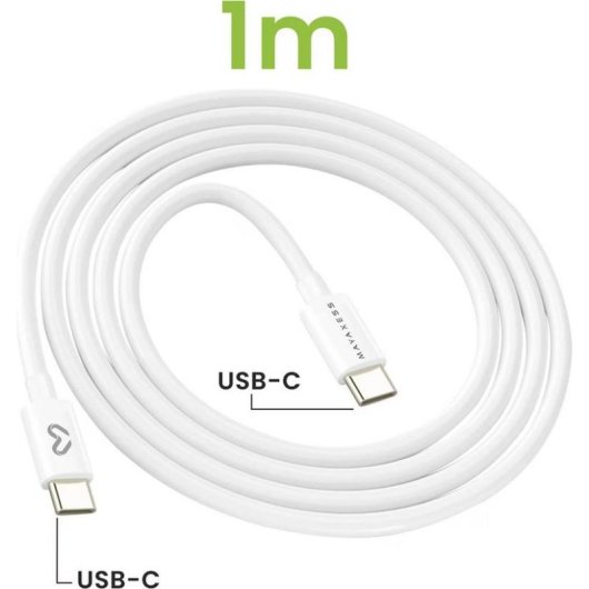 Cargador rápido Mayaxess SEK-VIRT-FF6 20 W con cable USB-C 1 m blanco