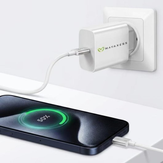 Caricatore Mayaxess 20W Veloce USB-A con Cavo USB-C 1m Compatto