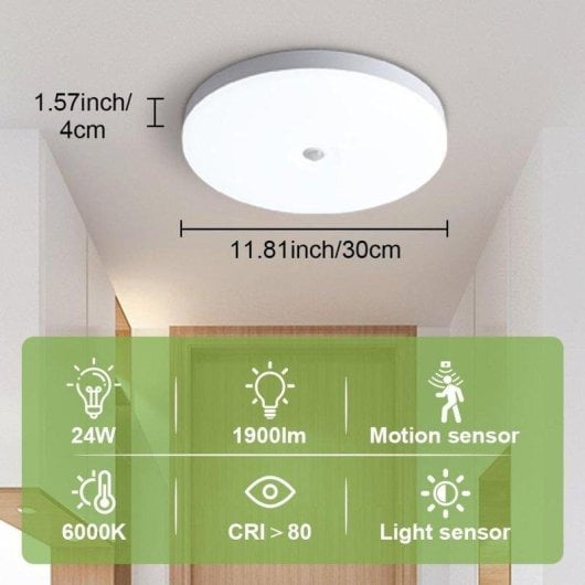 Plafonnière LED OVO avec Capteur de Mouvement 24W Neutre 4000K