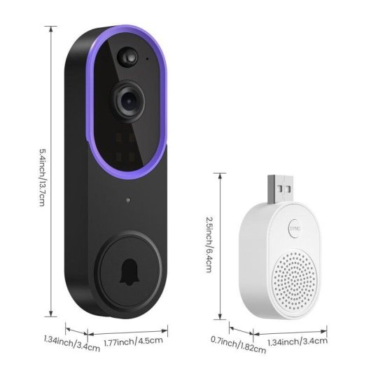 Interphone Vidéo WiFi OVO 1080p Vision nocturne Audio bidirectionnel