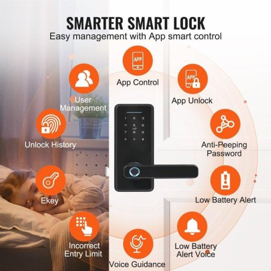 Serrure Intelligente OVO WiFi Bluetooth Ouverture Empreinte Digitale App Tuya