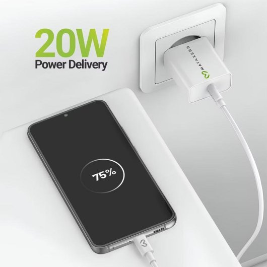 Mayaxess 20W USB Schnellladegerät Weiß mit USB-C Kabel
