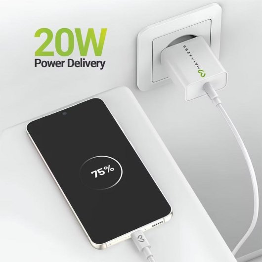 Chargeur mural USB-C 20W Mayaxess avec câble 1m