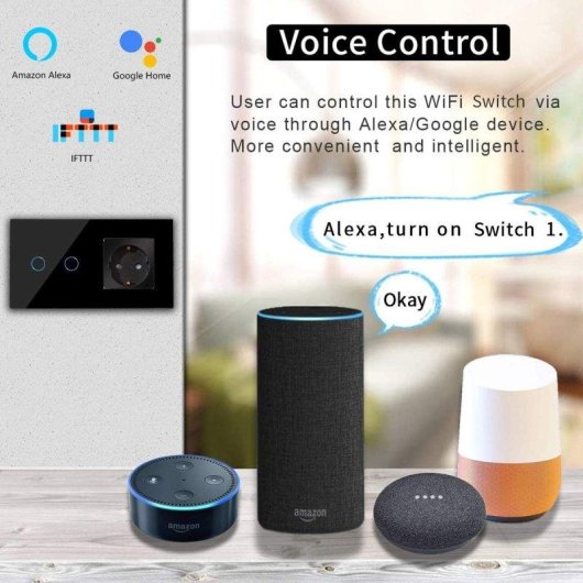 Interruptor inteligente OVO WiFi con enchufe EU 16A compatible Alexa Google