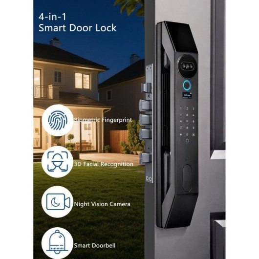 Serrure Intelligente OVO Reconnaissance Faciale 3D WiFi Ouverture Multi-Accès Compatible Tuya