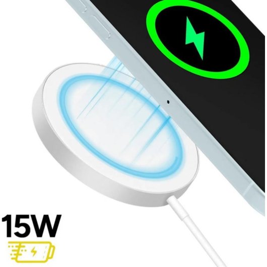 Mayaxess Kabelloses MagSafe-Ladegerät 15W Aluminium Weiß Magnetische Ausrichtung