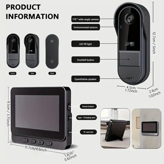 Interphone vidéo OVO Écran 4,3” HD 160° Audio bidirectionnel Vision nocturne