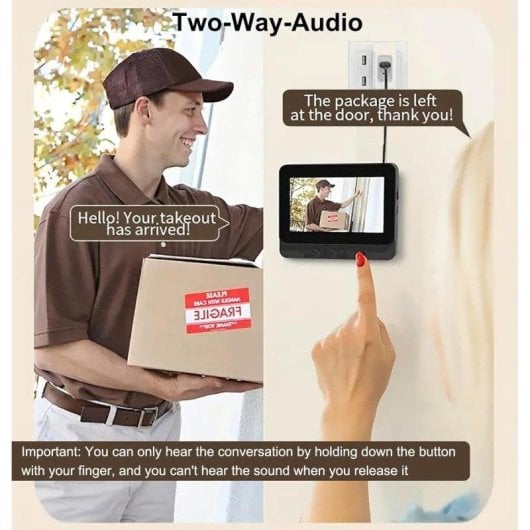 Interphone vidéo OVO Écran 4,3” HD 160° Audio bidirectionnel Vision nocturne