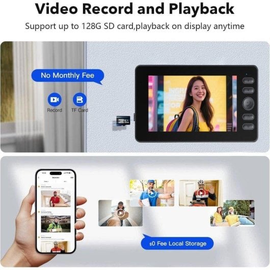 Interphone vidéo OVO Écran 4,3” HD 160° Audio bidirectionnel Vision nocturne