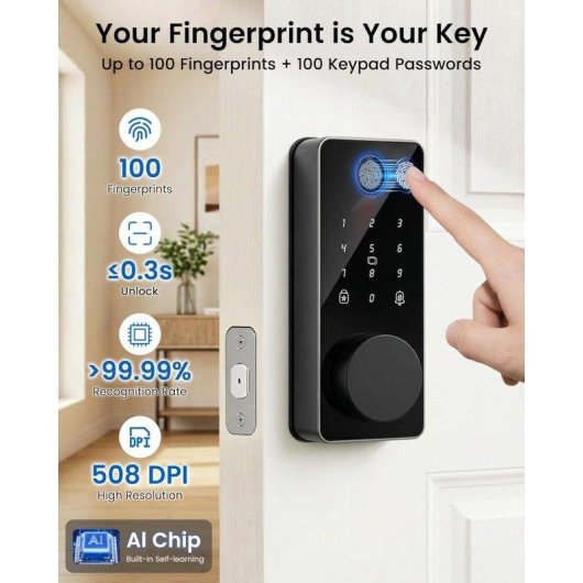 Serrure Intelligente OVO Bluetooth Ouverture Empreinte Digitale App TUYA IP65