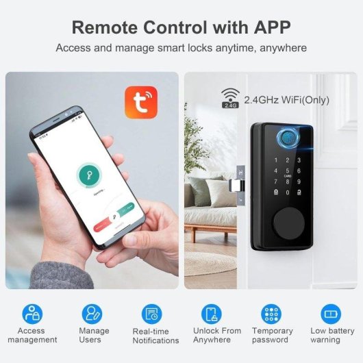 Serrure Intelligente OVO Bluetooth Ouverture Empreinte Digitale App TUYA IP65