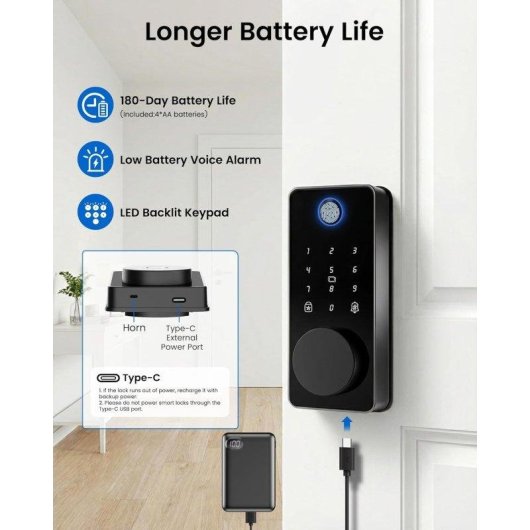 Serrure Intelligente OVO Bluetooth Ouverture Empreinte Digitale App TUYA IP65