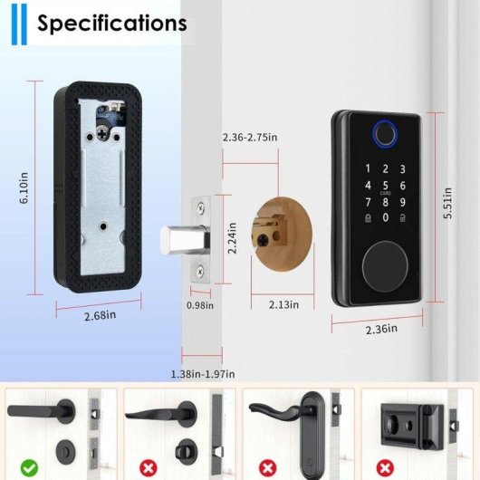 Serrure Intelligente OVO Bluetooth Ouverture Empreinte Digitale App TUYA IP65