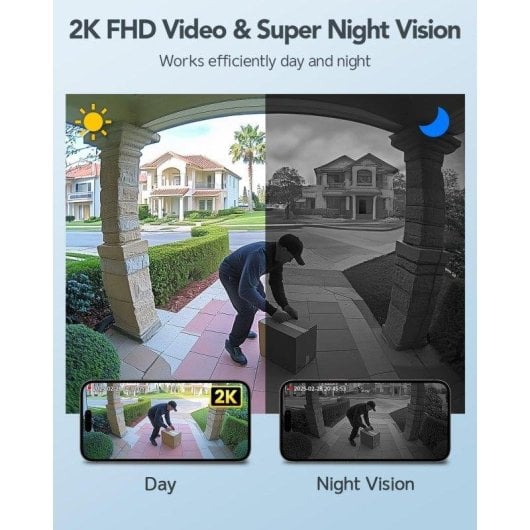 Interphone vidéo WiFi OVO Ultra HD 2K Vision nocturne Commande vocale
