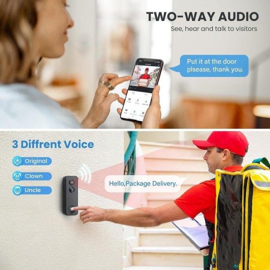 Interphone vidéo WiFi OVO Ultra HD 2K Vision nocturne Commande vocale