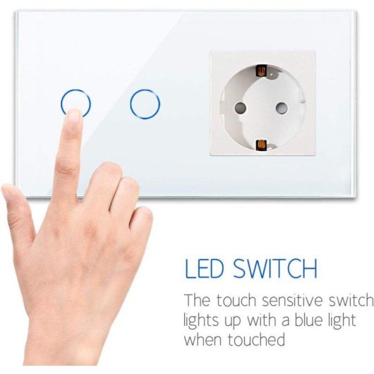 Interruptor inteligente OVO Wi-Fi con enchufe UE 16 A y control por voz Alexa Google