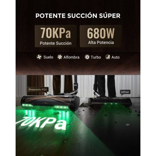 Aspirador sem Fio Proscenic PU20 680W 87KPa 70 min Anti-emaranhamento