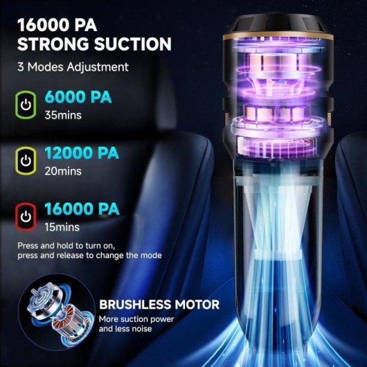 Aspirador de Mano OVO plegable 110W 16000 Pa 35 min batería 6000 mAh
