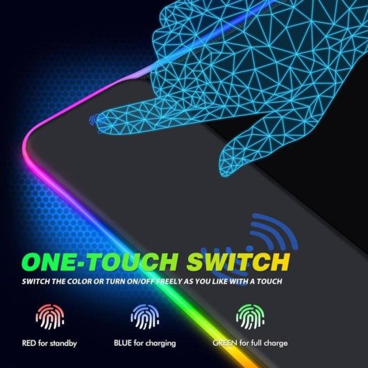 Gaming-Mousepad RGB OVO mit Kabelloser Qi-Ladung 15W und 800x300mm