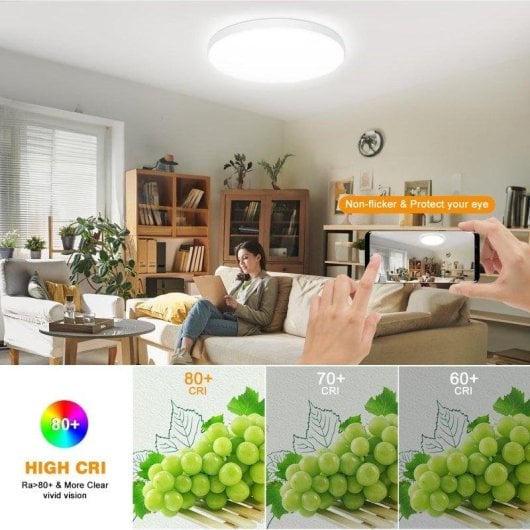 Plafond LED RGB 30W Réglable avec Télécommande Bluetooth WiFi Compatible Alexa