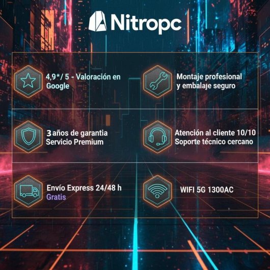 Desktop NitroPc Intel Core i5-12400F 16GB 1TB SSD RTX 5060 Windows 11 Pro